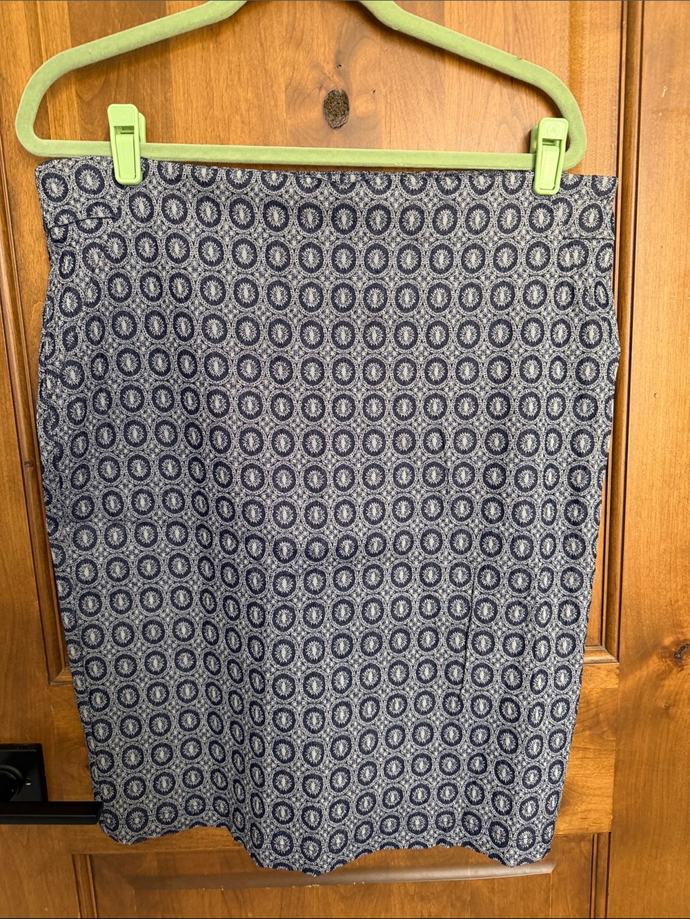 Soho Apparel Navy Geometric Circle Print Pencil Skirt